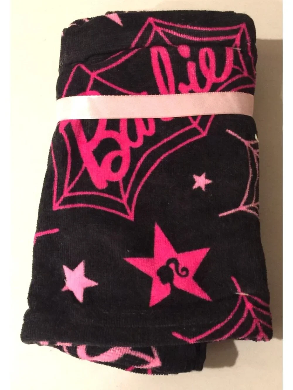 Barbie Halloween Themed Hand Towels Set of 2 Spider Webs Black Pink